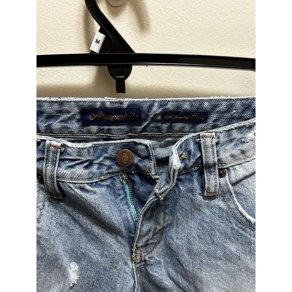 VTG Y2K Aeropostale Jeans Women 00S Blue Denim Pants Low Rise Flare Rhinestone - Picture 2 of 7